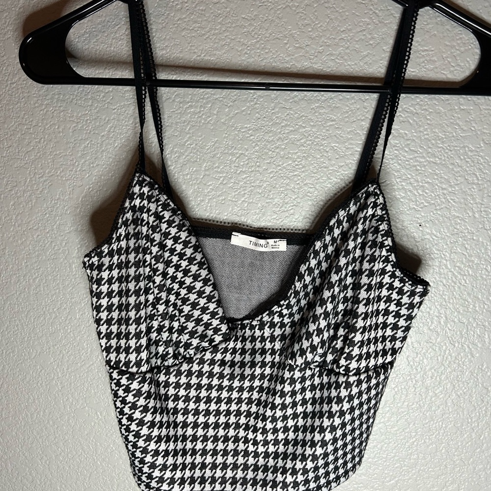 TIMING Black and White Fitted Bustier Camisole